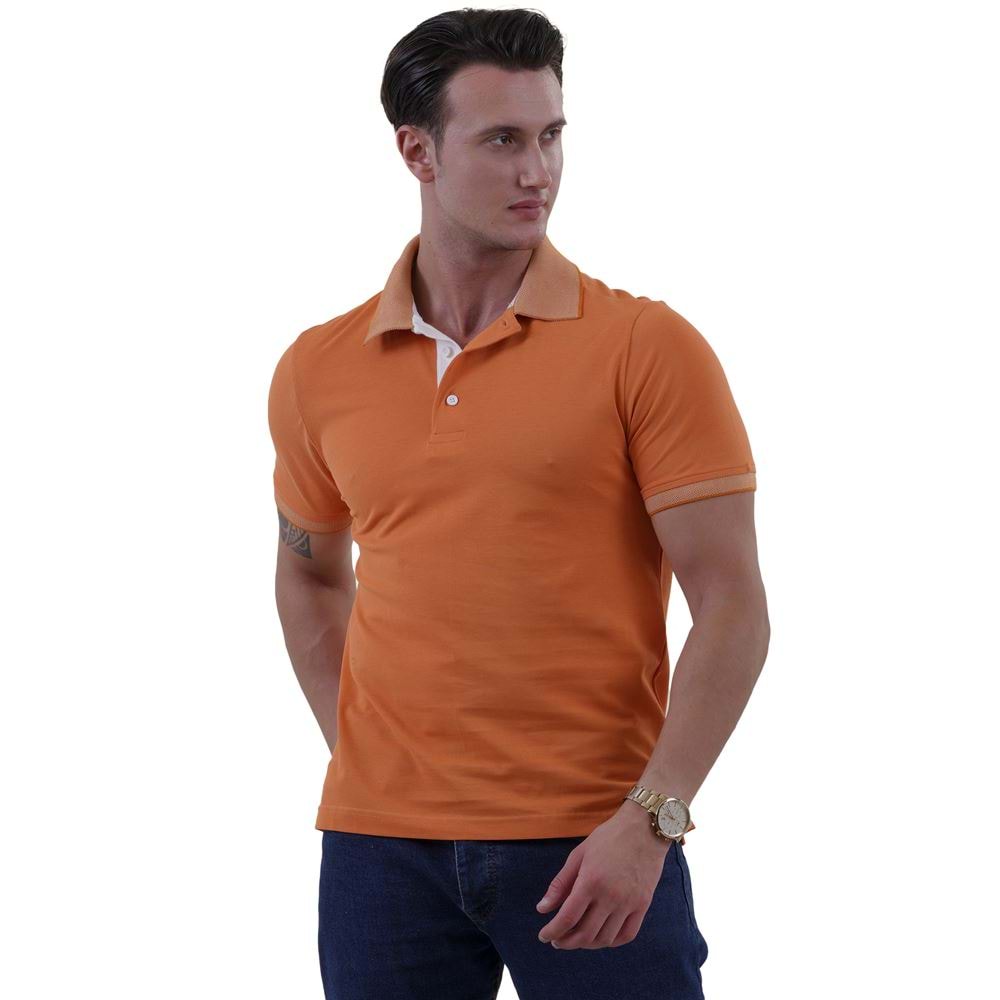 Orange Cotton Men's Polo Shirt