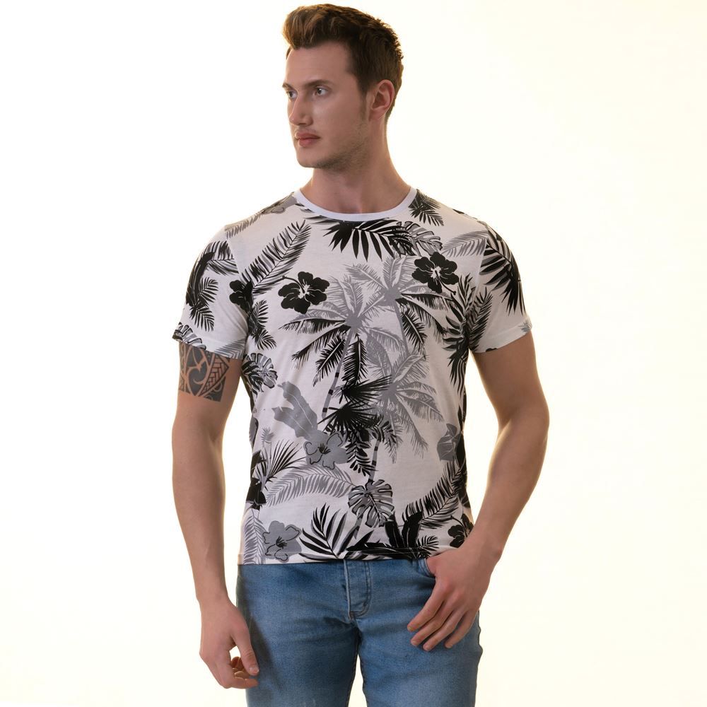 Black Hawaii Printed White Tee O Neck T-Shirt