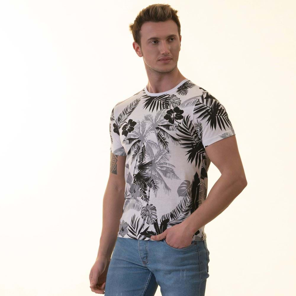 Black Hawaii Printed White Tee O Neck T-Shirt