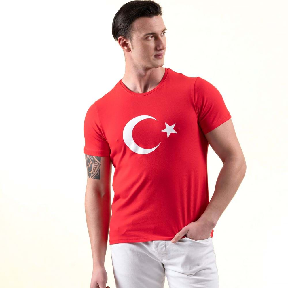 Turkish Flag Printed Tee O Neck T-Shirt