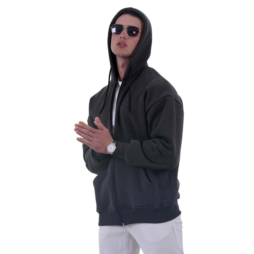 Coal Gray Basic Men's Zipper Hoodie