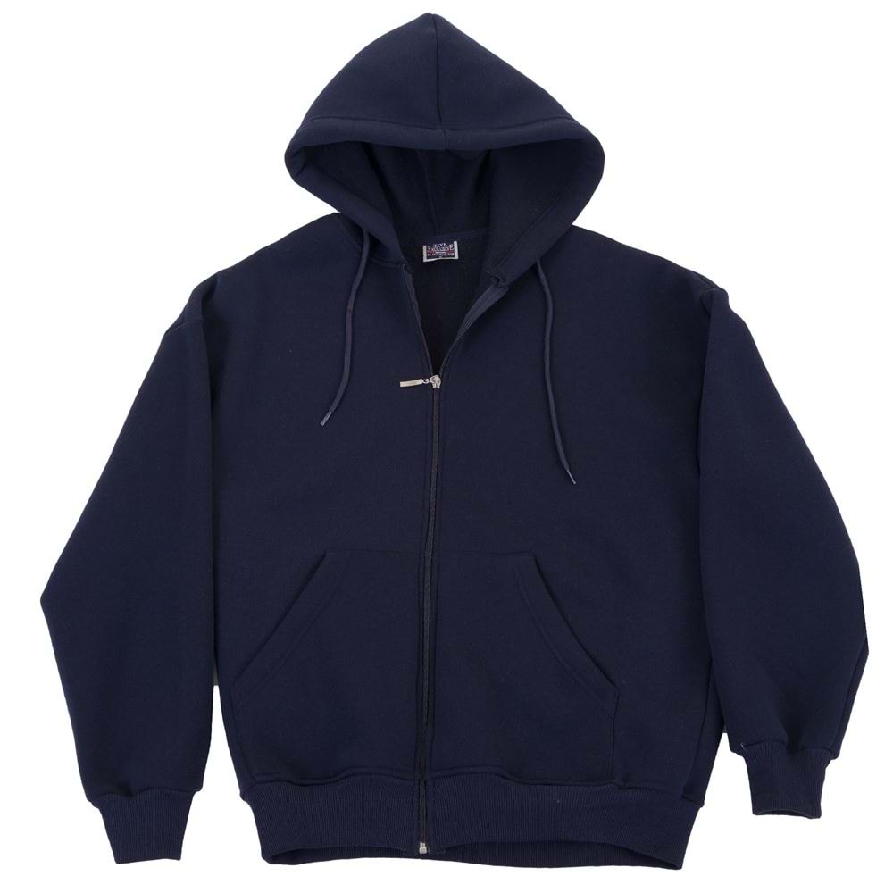 Navy Blue Basic Men's Zipper Hoodie