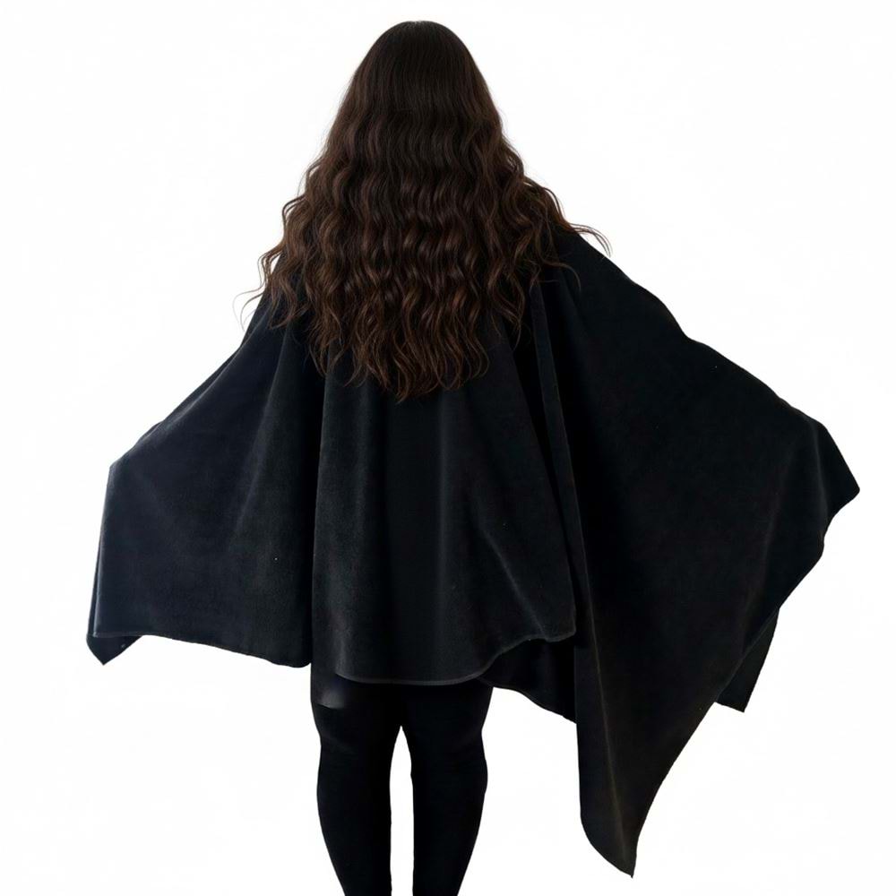 Black Polar Fleece Unisex Ethnic Camper Poncho