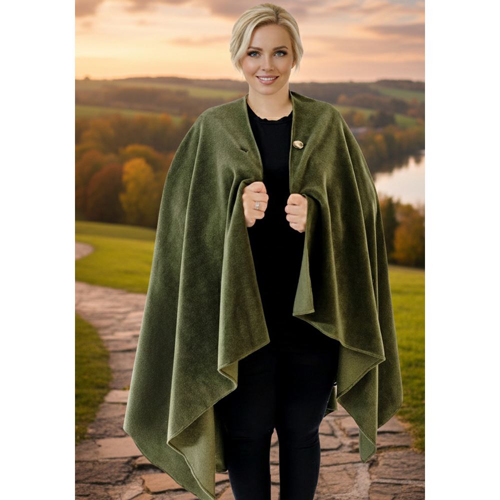 Khaki Polar Fleece Unisex Ethnic Camper Poncho