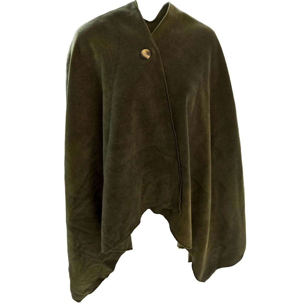 Khaki Polar Fleece Unisex Ethnic Camper Poncho