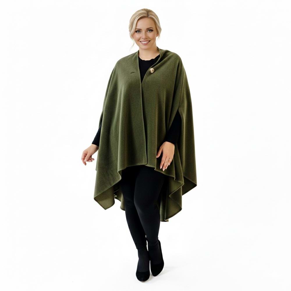 Khaki Polar Fleece Unisex Ethnic Camper Poncho