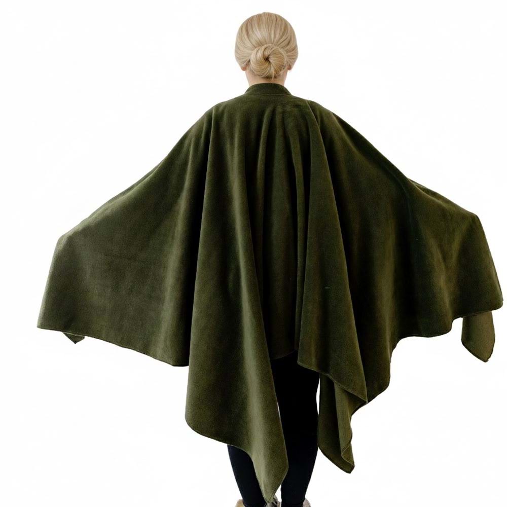 Khaki Polar Fleece Unisex Ethnic Camper Poncho