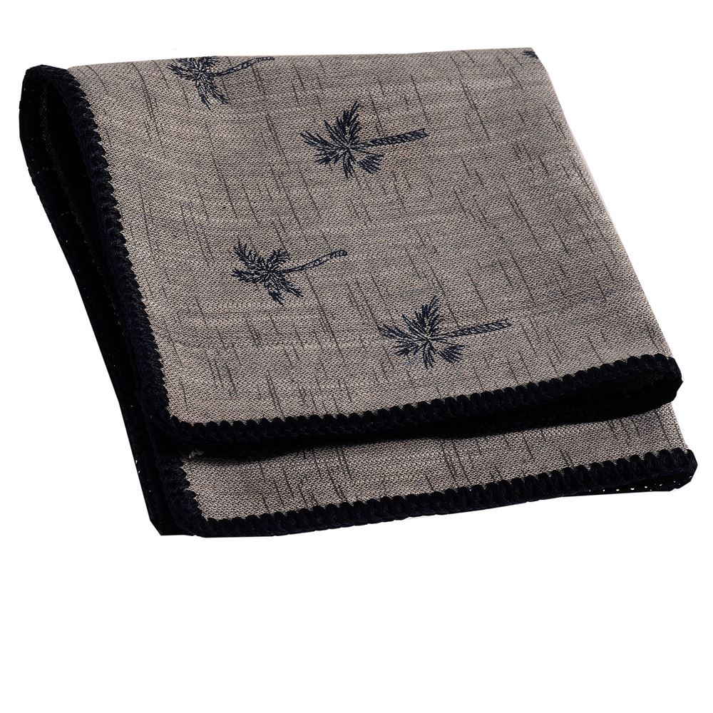 Gray Pure Linen with Navy Signature Border Pocket Square