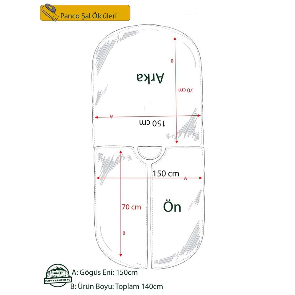 Blue Beige Black Hooded Unisex Ethnic Camper Poncho