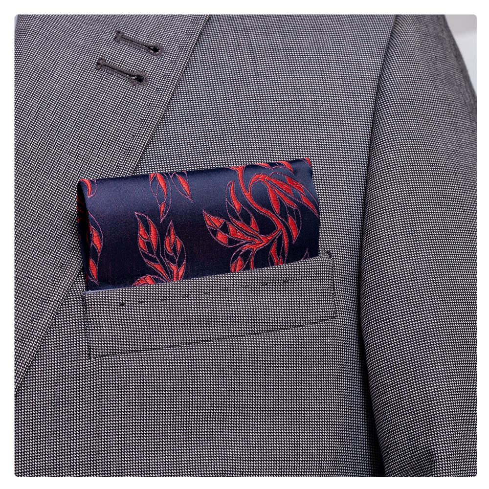 Navy Red Floral Pre Folded Hanky