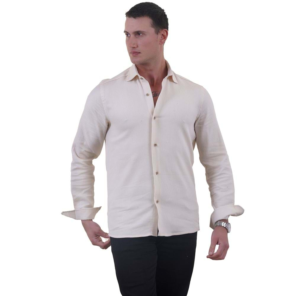 Beige Soft Collar Men's Shirt