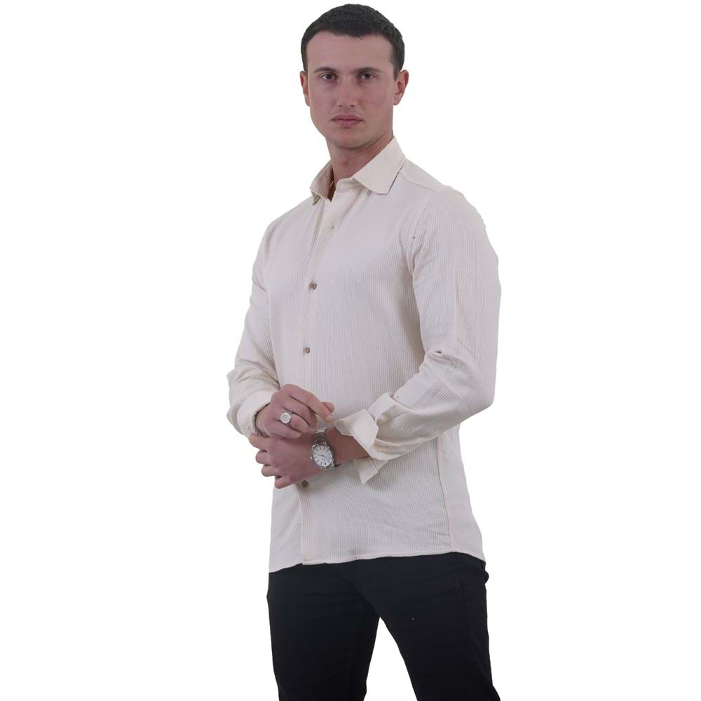 Beige Soft Collar Men's Shirt