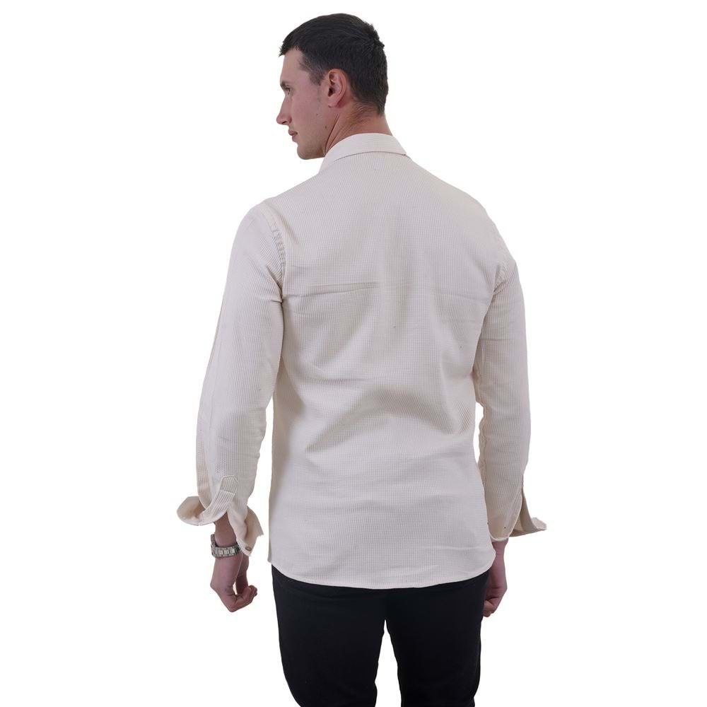 Beige Soft Collar Men's Shirt