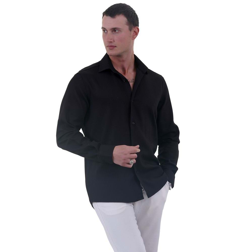 Black Soft Collar Men's Shirt