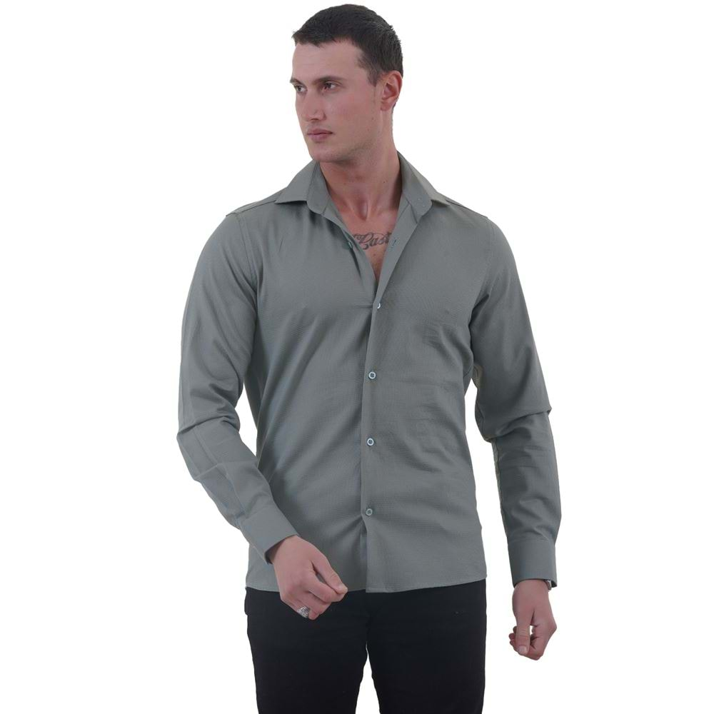 Green Soft Collar Men's Shirt