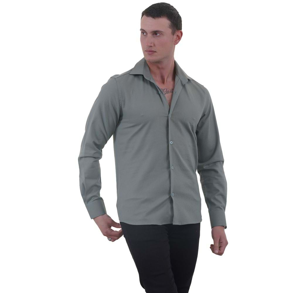 Green Soft Collar Men's Shirt