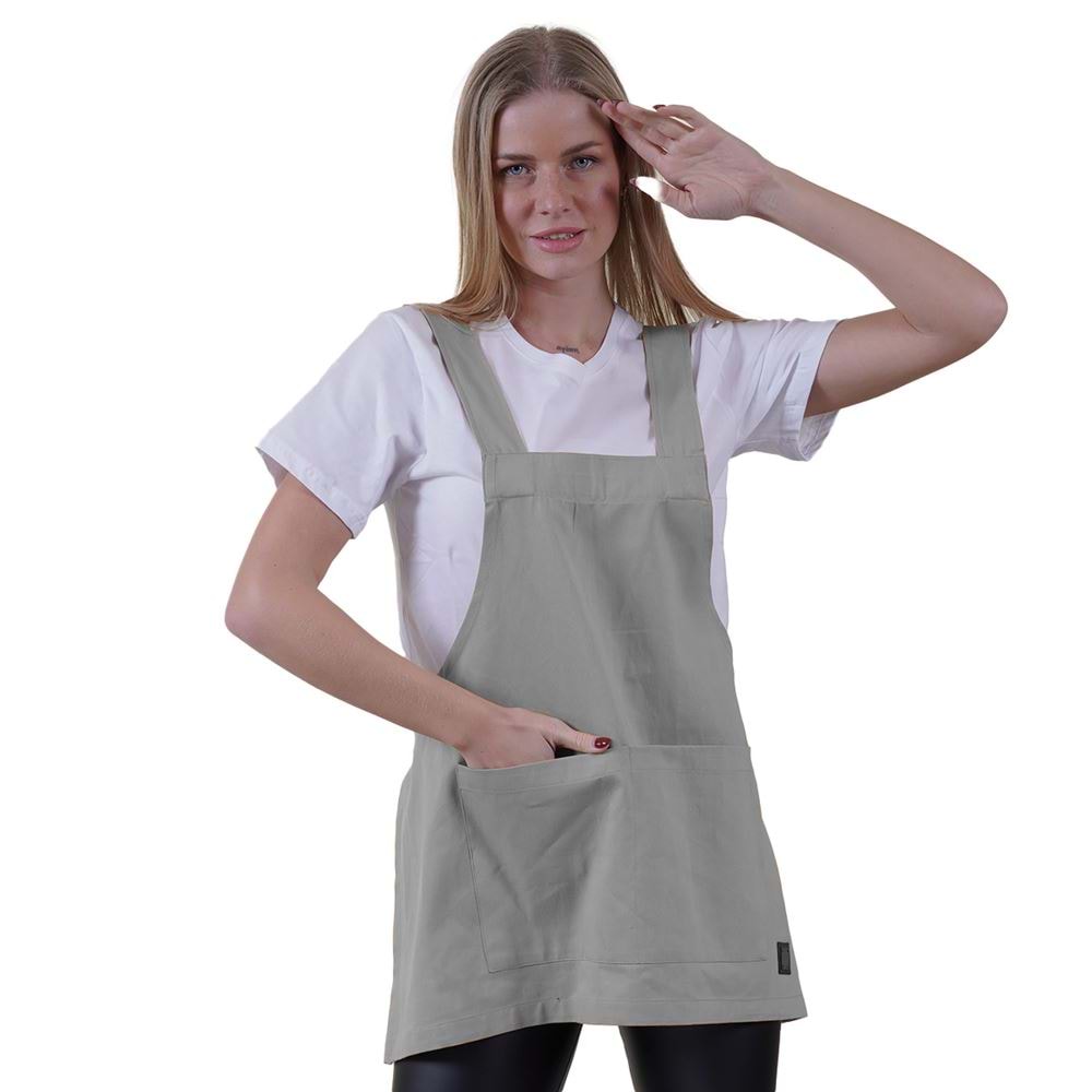 Gray Basic Double Pocket Apron for Chef