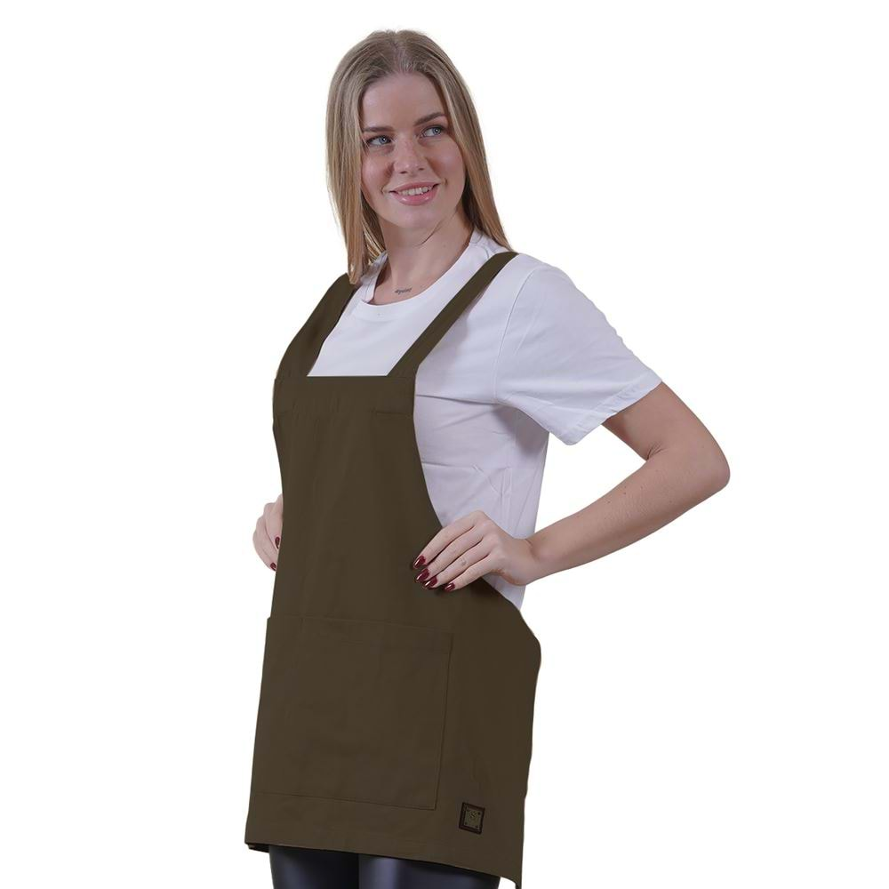 Khaki Green Basic Double Pocket Apron for Chef