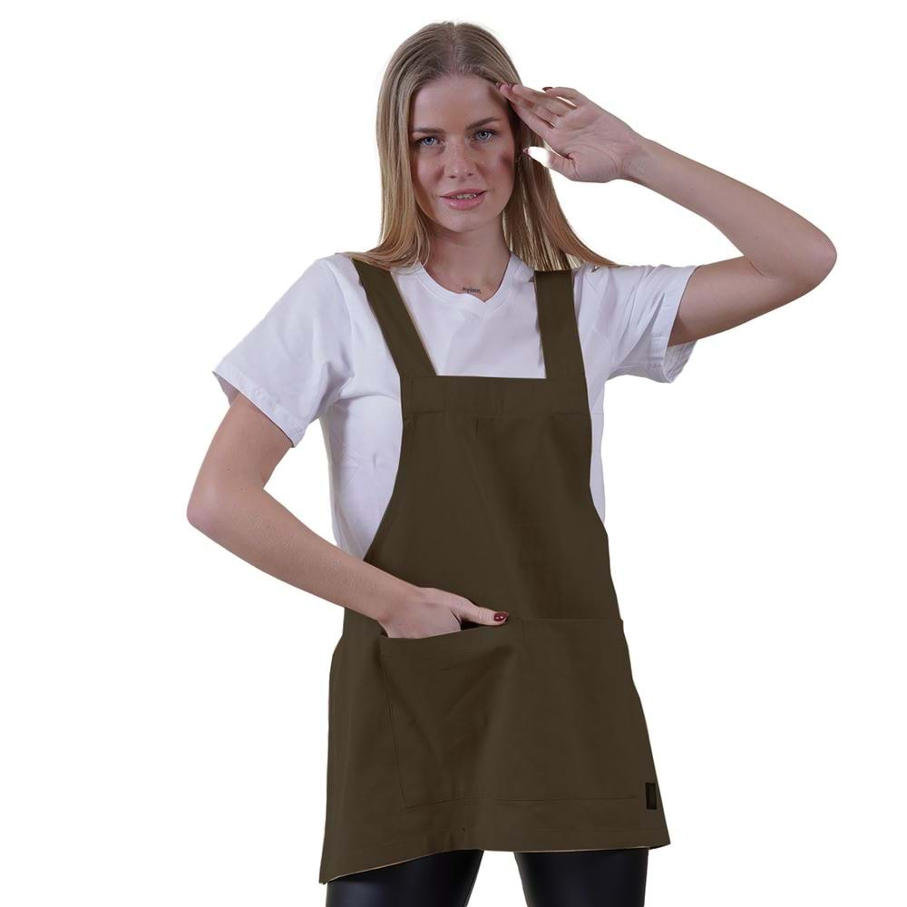 Khaki Green Basic Double Pocket Apron for Chef