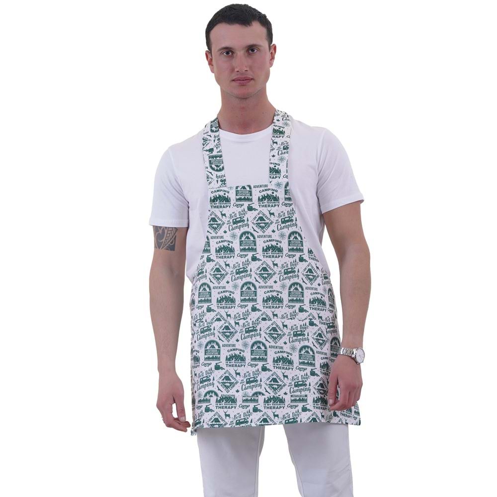 Green Natural Camper Double Pocket Apron for Chef