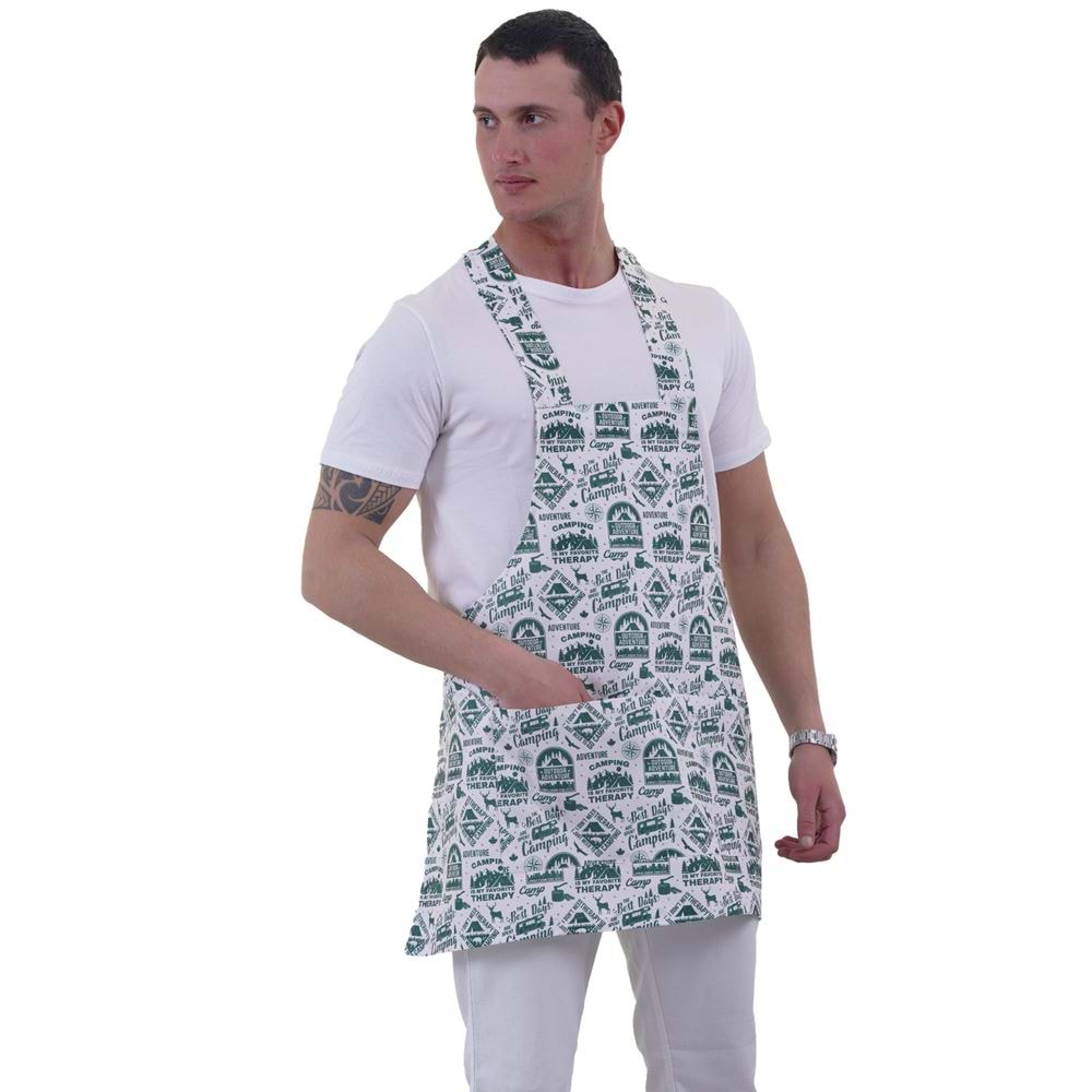 Green Natural Camper Double Pocket Apron for Chef