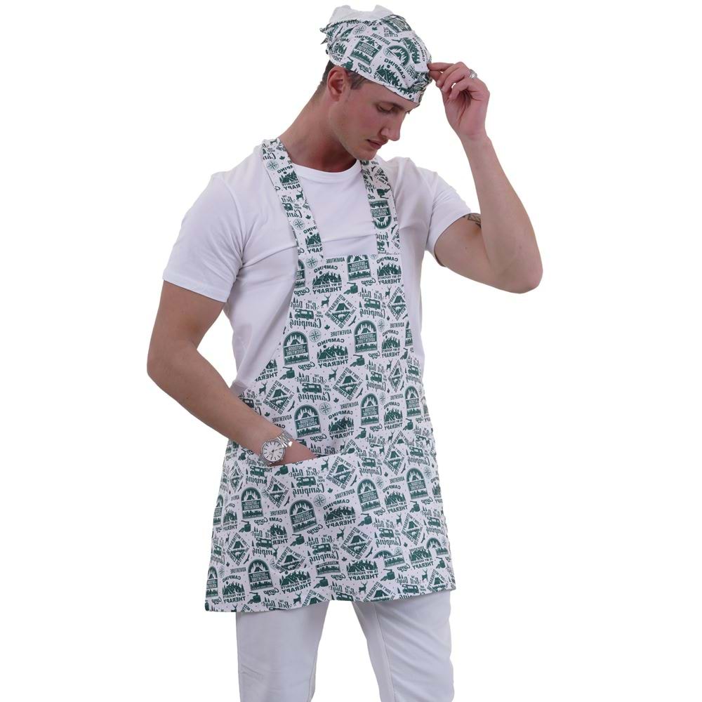 Green Natural Camper Double Pocket Apron for Chef