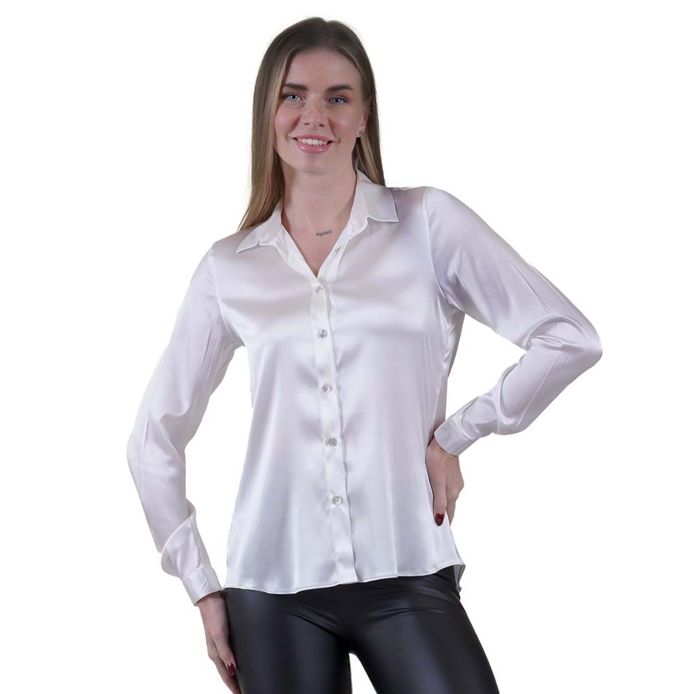 White 100% Pure Silk Women's Shirt