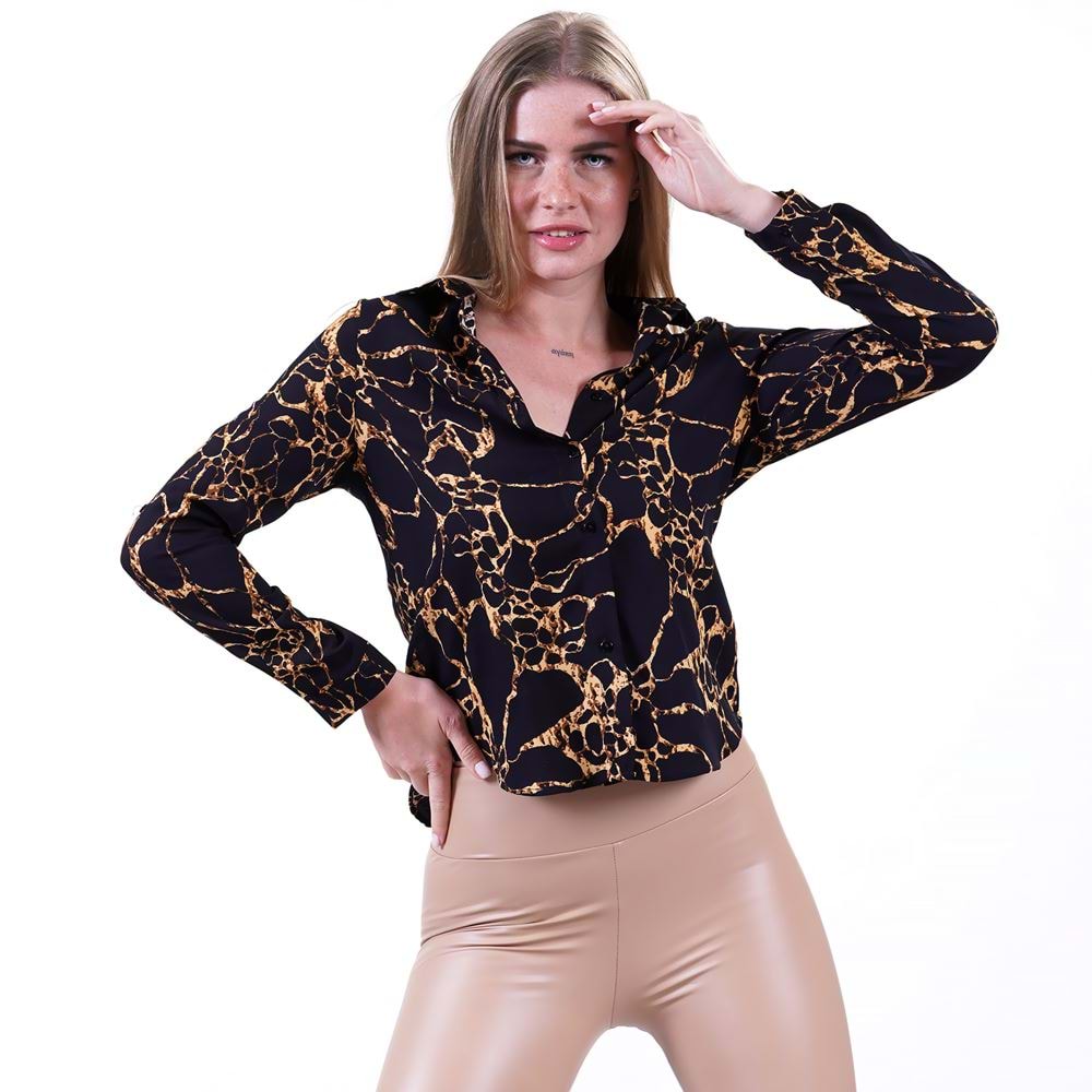 Black Gold Designer Printed Women's Shirt
