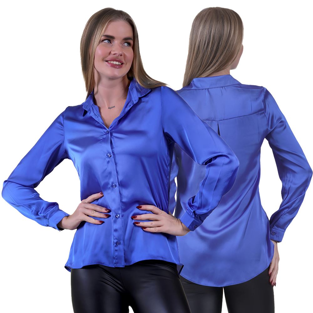 Blue Women's Satin Shirt