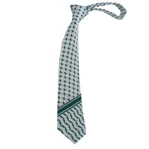 Green and White Palestine Flag Kufia Designer with Pouch Necktie