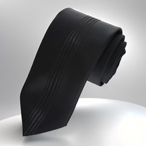 Black on Black Mid Striped Special Cut Italian Tie