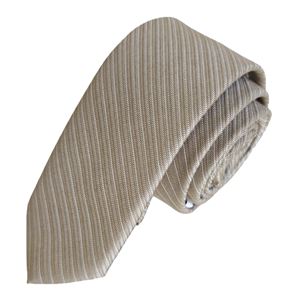 Beige White Striped Jacquard Woven Slim Fashion Slim Tie