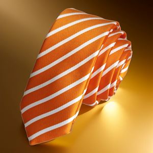 Orange White Striped Jacquard Woven Slim Fashion Slim Tie