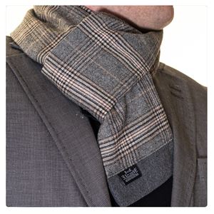 Grey Beige Brown Plaid Mens Scarf