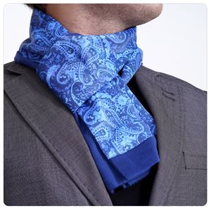 Blue Navy Digital Printed Paisley Mens Scarf