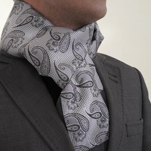 Gray and Silver Paisley Designer Mens Scarf