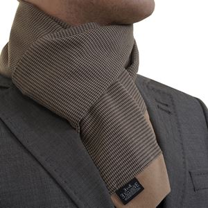 Brown and Beige Crowbar Designer Wool Mens Scarf