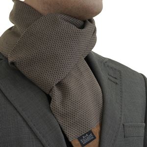 Beige Brown Checkered Designer Wool Mens Scarf