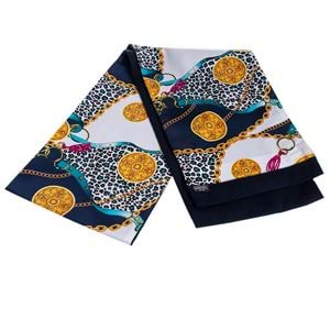 Navy Gold Printed Mens Scarf