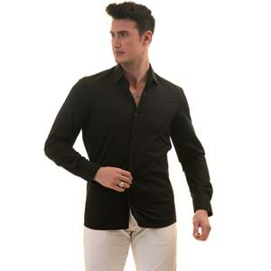 Black Plain Poplin Men's Shirt
