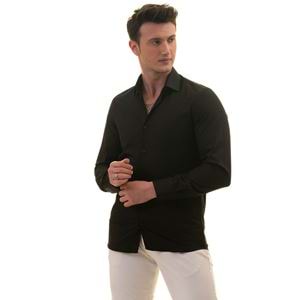 Black Plain Poplin Men's Shirt