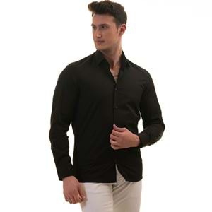 Black Plain Poplin Men's Shirt