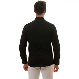Black Plain Poplin Men's Shirt