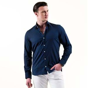 Navy and White Dot Printed Men's Shirt