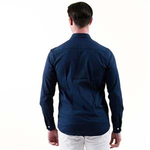 Navy and White Dot Printed Men's Shirt