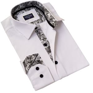 White with inside Black Floral Men's Shirt