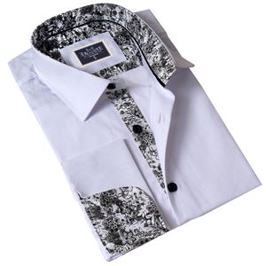 White inside Floral French Cuff Shirt