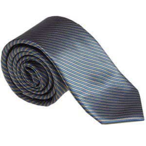 Yellow and Blue Striped Tie & Pocket Square Set