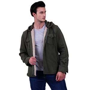 Khaki Men's Fur Lined Jacket Shirt