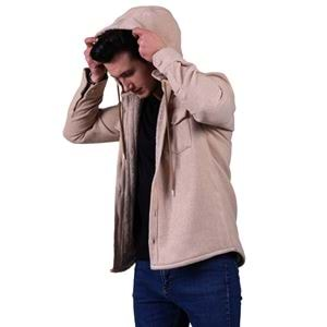 Beige Men's Fur Lined Jacket Shirt